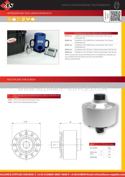 NORBAR Intervention Tool Verification Kits / Multipliers For Subsea