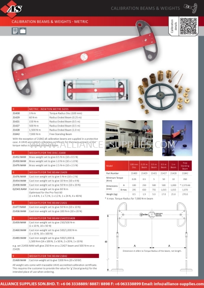 NORBAR Calibration Beams & Weights - Metric