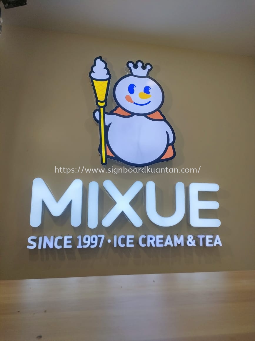 MIXUE KEDAI MINUMAN DAN AISKRIM OUTDOOR & INDOOR 3D LED FRONTLIT SIGNAGE & WALLPAPER PRINTING  