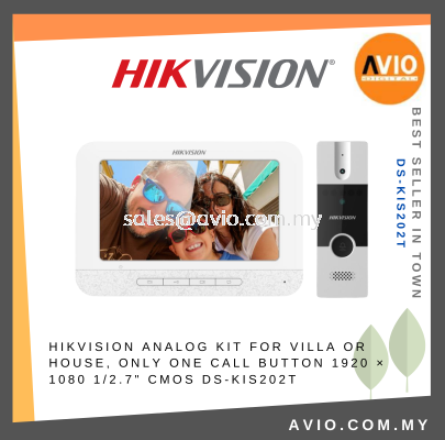 Hikvision 4 Wire 2MP 7 Inch Screen Video Intercom Analog Kit Villa House 2 Way Audio DS-KB2411T-IM DS-KH2220 DS-KIS202T