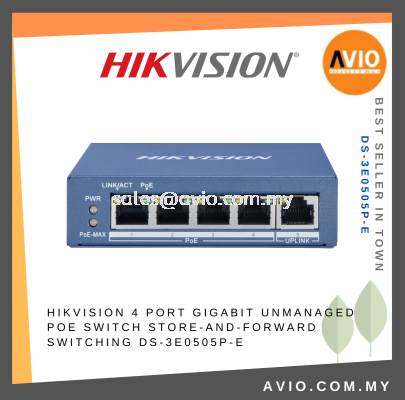 Hikvision L2 4 Port Gigabit Unmanaged RJ45 POE LAN IP Network Switch 60Watt 4x Gigabit POE 1x Giga Uplink DS-3E0505P-E