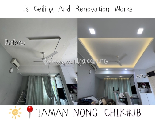 Cornice Ceiling #Taman Nong Chik #Jb #Living Hall &#Dining #LightholderDesign #Included. Wiring #Led Downlight #Led strip #and Installation #Free On-site Quotation. #Free on-site Measurement ..