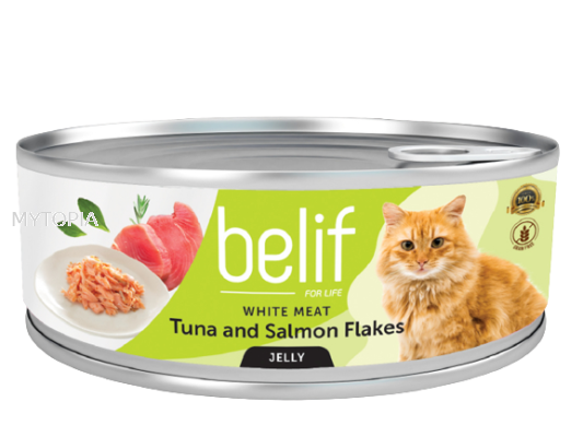 BELIF TUNA & SALMON FLAKES IN JELLY 80G x 6