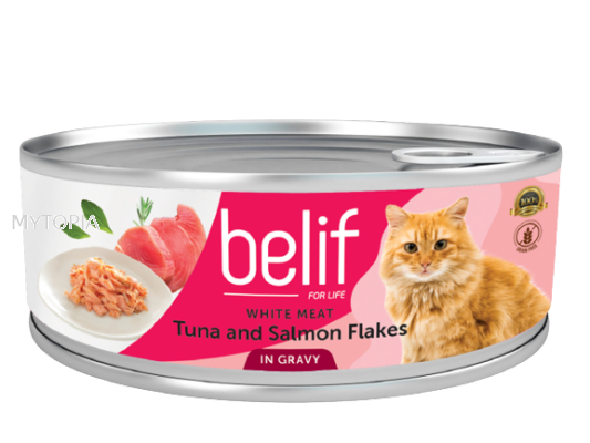 BELIF TUNA & SALMON FLAKES IN GRAVY 80G x 6