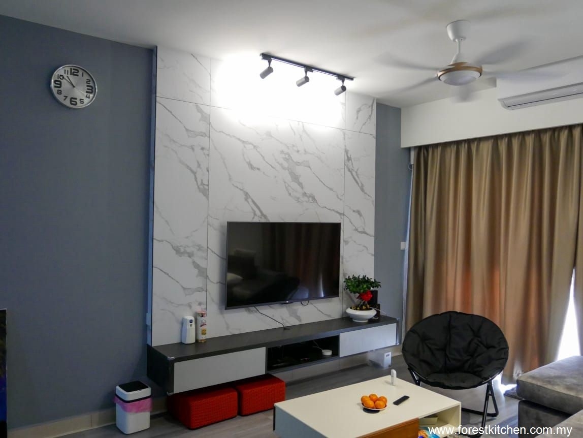 Kerja-kerja Reka Bentuk Kabinet TV Built-in - Semenyih Selangor / Kuala Lumpur / Klang / Puchong / Kepong / Shah Alam / Kajang / Cheras Rak TV / Kabinet TV / Konsol TV Rujukan Reka Bentuk UbahSuai Malaysia