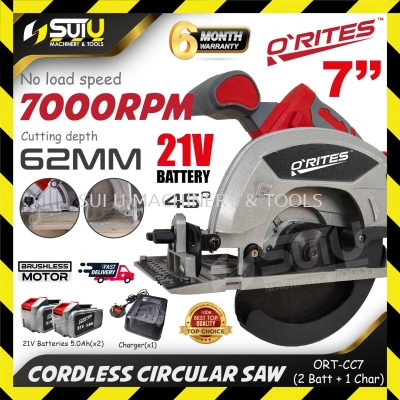 O'RITES / ORITES ORT-CC7 / CC7 21V 7" Cordless Circular Saw 7000RPM w/ 2 x Batteries 5.0Ah + Charger