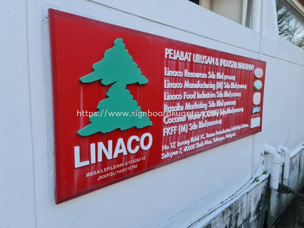 LINACO PEJABAT URUSAN & INDUSTRI MAKANAN OUTDOOR PVC FOAM BOARD 3D LETTERING SIGNAGE AT KUANTAN 