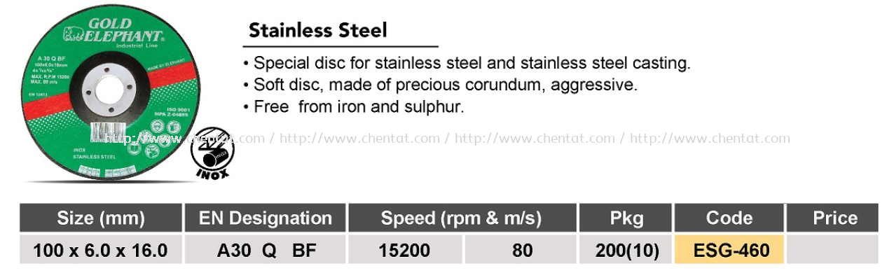 Reinforced Grinding Discs - Stainless Steel