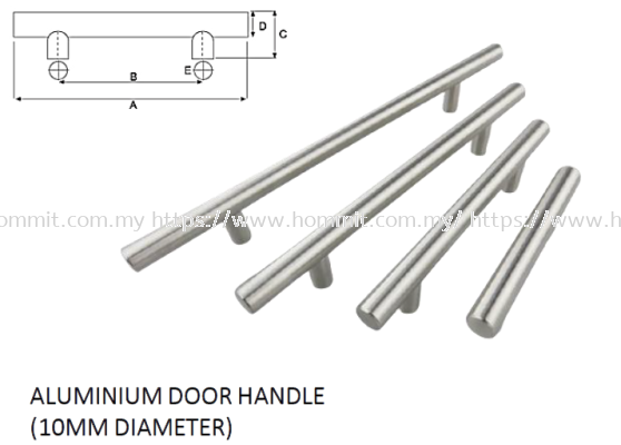 Aluminium Door Handle (10mm Diameter)