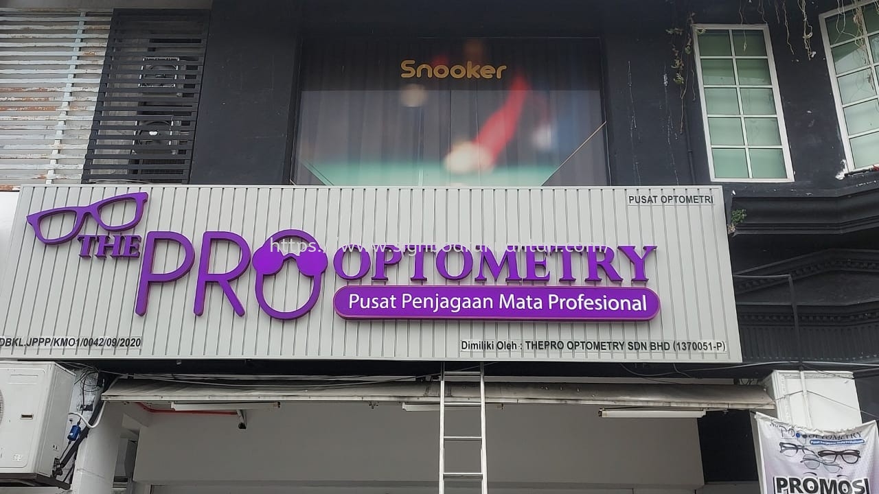 THEPRO OPTOMETRY ALUMINIUM PANEL BASE WITH 3D LED FRONTLIT SIGNAGE AT KUANTAN AIR PUTIH 