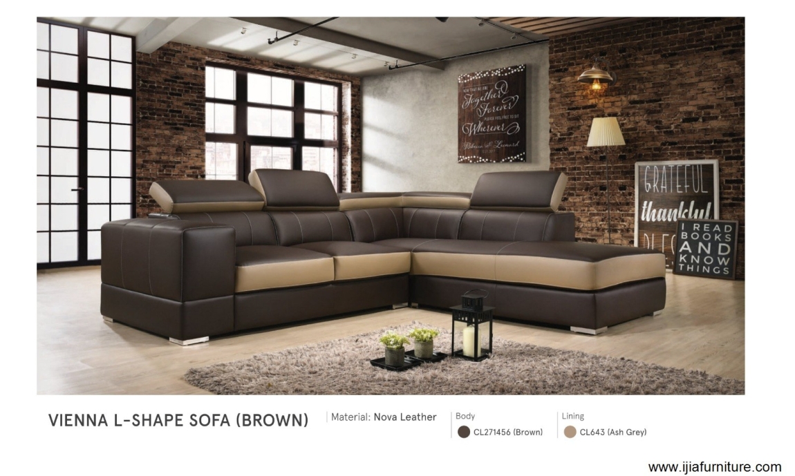 Vienna L-Shape Sofa (Brown) Corner Sofa Sofa Furniture Choose Sample / Pattern Chart