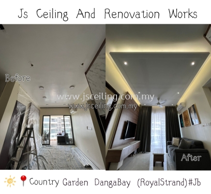 Cornices Ceiling Design #CountryGardenDangaBay #RoyalStrand #Jb. #Living Hall Island Lightholder design #included Wiring #Led eyeball #Inner Light Led strip #Free On-site Quotations. #Free on-site Measurement 