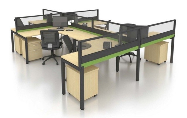 6 gang office workstation furniture in L shape
