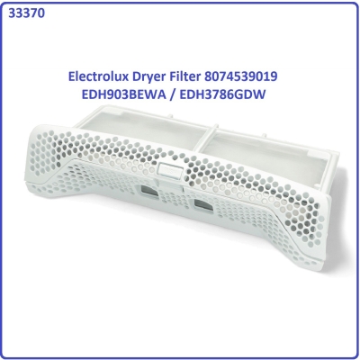 Code: 33370 Electrolux Dryer Filter EDH803BEWA / EDH903BEWA / EDH3497RDW / EDH3786GDW for model 2014