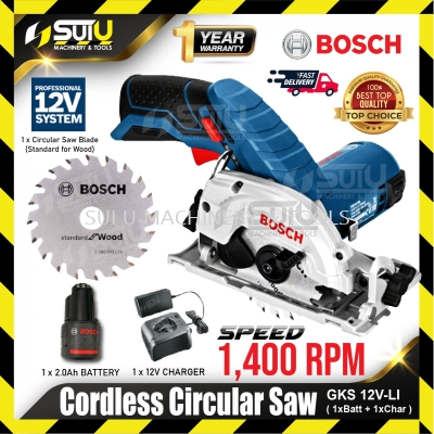 BOSCH GKS 12V-LI / GKS12V-LI 12V Cordless Circular Saw 1400rpm w/ 1 x 2.0Ah Battery + 1 x 12V Charger 