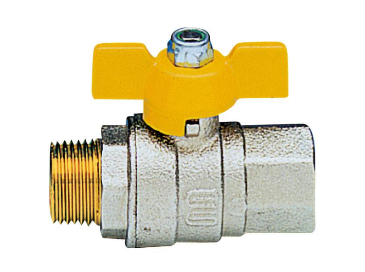 S.0278 Full Bore Ball Valve For Fuel Gas With T-handle, Male/Female, Nickel-Plated