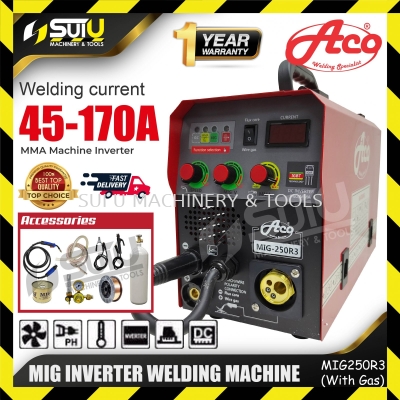 WITH GASACO MIG250R3 / MIG-250R3 MIG Inverter Welding Machine 5kVA w/ Accessories