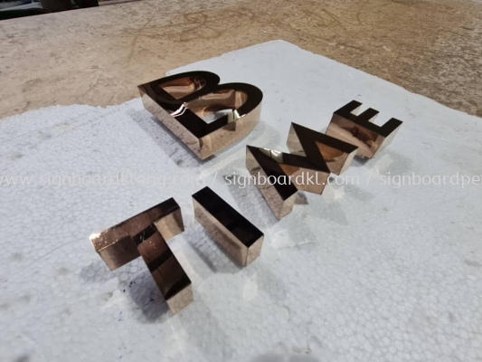 Stainless Steel Rose Gold Box Up 3D Lettering Logo 