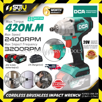 DCA ADPB02-18M / ADPB02-18M (EM) 20V 420NM Brushless Cordless Impact Wrench c/w 2 x Batt 4.0Ah + Cha