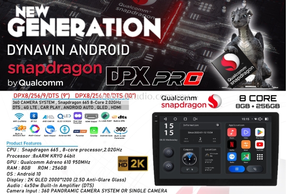 Dynavin DPX PRO 8GB+256GB 2K QLED Android Player Snapdragon CPU HiRes Android Player 