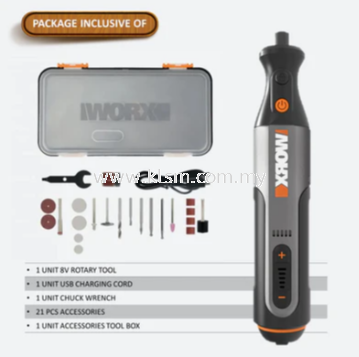 WORX WX106 8V ROTARY TOOL, (GRINDING CUTTING ENGRAVING MILLING POLISHING REMOVING DRILLING)