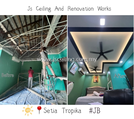 Cornice Ceiling Design #Setia Tropika #Jb #Remove All Ceiling & Change New ceiling &Design #MasterBedRoom #included Wiring #in Installation led Downlight. #Free On-Site Quotation #Free On-Site Measurement 