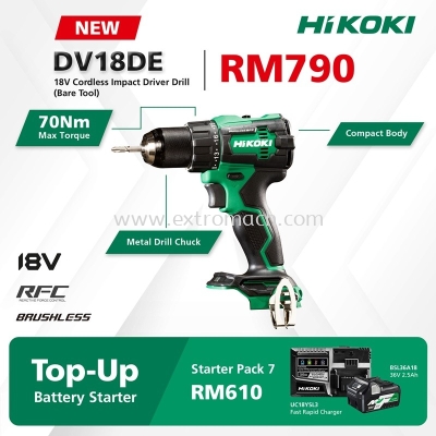 HIKOKI 18V Cordless Impact Driver Drill Dv18DE