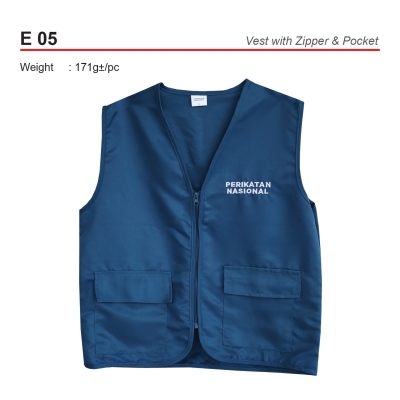 E 05 Vest with Zipper & Pocket