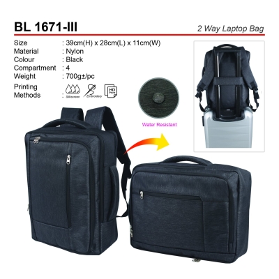 BL 1671-III 2 Way Laptop Bag