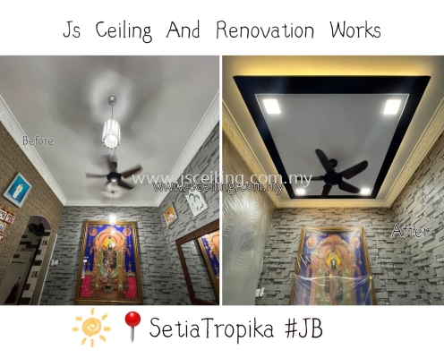 Cornice Ceiling Design #Setia Tropika #Jb #Remove All Ceiling & Change New ceiling &Design #Dining Island Design#included Wiring #in Installation led Downlight. #Led Strip #Free On-Site Quotation #Free On-Site Measurement 