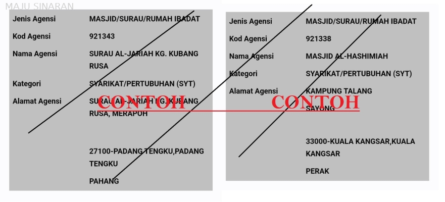 PERKHIDMATAN PERMOHONAN KOD AGENCY  SURAU DAN MASJID 