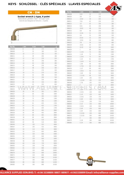 AMPCO Socket Wrench L-Type, 6 Point 