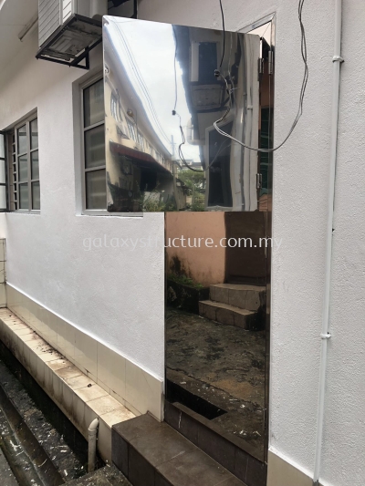 Progress Before and After - To Demolish Old Door, Fabrication, Supply and Install New Stainless Steel Door Grille Full Panel - Puchong