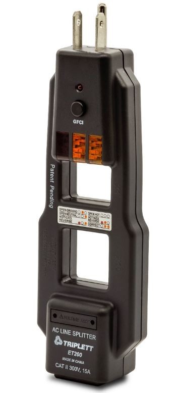 AC Line Splitter and GFCI Receptacle Tester: Tests 3-Wire Receptacles - (ET200)