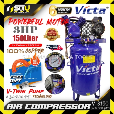 [PACKAGE] VICTA V-3150 / V3150 3HP 150L 8Bar Air Compressor / Kompressor 2.2kW