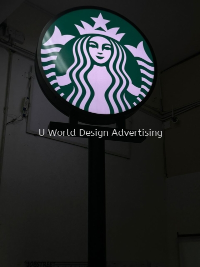 BERJAYA STARBUCKS COFFEE COMPANY SDN BHD EVENT PYLON ROUND LIGHTBOX SIGNBOARD POLE STAND AT BERJAYA TIMES SQUARE, KUALA LUMPUR, MALAYSIA