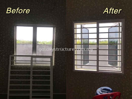 Before and After Progress: To Fabrication, Supply and Install Powder Coated Window Grille - Cheras 