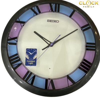 Seiko Auto Constant Light Metallic Black Colour Plastic Case Wall Clock QHA010K