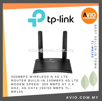 TP-LINK Tplink 300Mbps Wireless N 4G LTE Router Build-In 150Mbps 4G LTE Modem 2x Antenna 2x LAN RJ45 Port TL-MR105