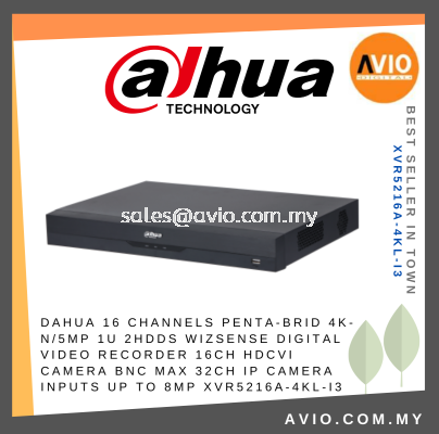 Dahua 16CH 16 Channel 4K 8MP Lite 5MP Analog CCTV DVR Recorder 1U 2x HDD Bay WizSense IoT POS CVI TVI XVR5216A-4KL-I3