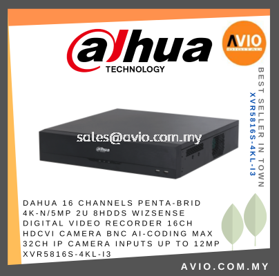 Dahua 16CH 16 Channel 4K 8MP Lite 5MP Analog CCTV DVR Recorder 8x HDD Bay WizSense IoT POS Face Recognit XVR5816S-4KL-I3