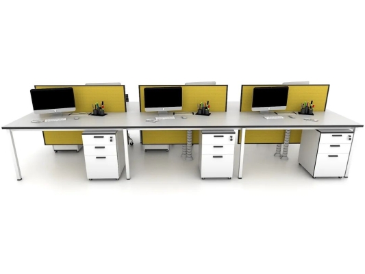 6 pax office workstation with hanging partition and metal U leg