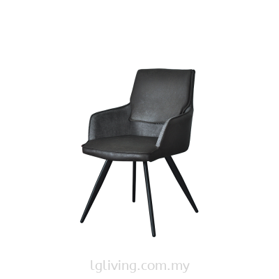 CALEB C Modern Luxury Black Fabric Dining Chair with Armrest