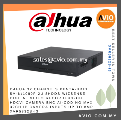 Dahua 32CH 32 Channel 4K 8MP Lite 5MP Analog CCTV DVR Recorder 8x HDD Bay WizSense IoT POS Face Recognition XVR5832S-I3