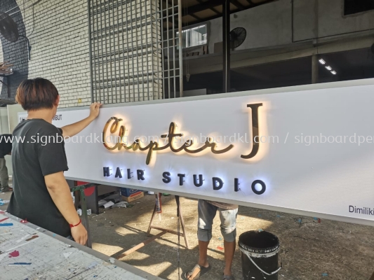 Chapter J Stainless Steel Gold Mirror Box Up LED Backlit Lettering Logo Signage Signboard At Kelana Jaya