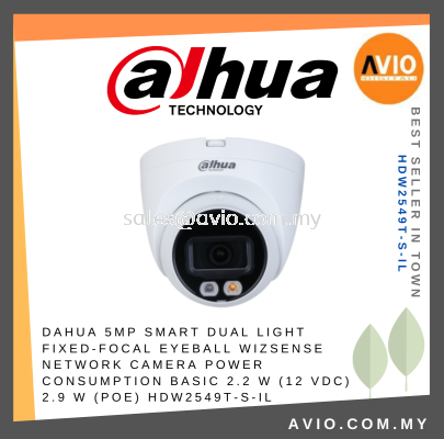 Dahua 5MP 5 Megapixel IP67 Smart Dual Light Turret WizSense IP Network CCTV Camera 3.6mm 30m Micro SD Mic HDW2549T-S-IL