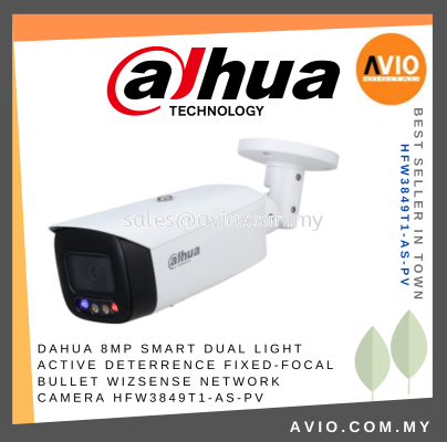 Dahua 8MP 8 Megapixel IP67 Dual Light Bullet Active Deterrence IP Network CCTV Camera 30m Micro SD Mic HFW3849T1-AS-PV