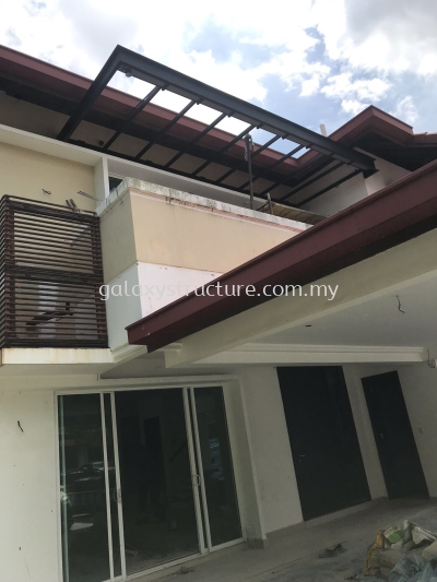 Before and After in first Progress- To Fabrication, Supply and Install C-channel Acp Awning Paint with Hide the Gutter - Shah Alam