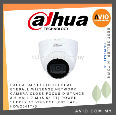 Dahua 5MP 5 Megapixel IP67 Outdoor Turret Dome IP Network CCTV Camera 3.6mm Lens 30m IR Micro SD Mic POE HDW2541T-S