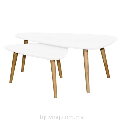 ARCHI Coffee Table + Side Table - White Natural